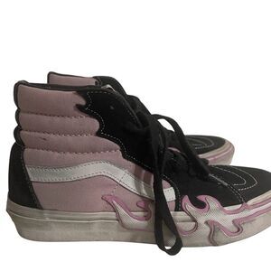 Vans Womens 8 Shoes Sk8-Hi Flame Pink Skate Sneaker Lace Up Mid Casual